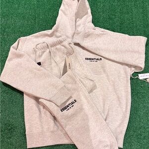 Essentials Light Oatmeal Set Pants and Hoodie